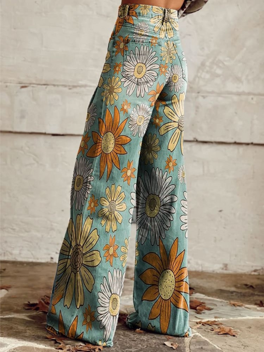 daisy | wide leg floral jeans