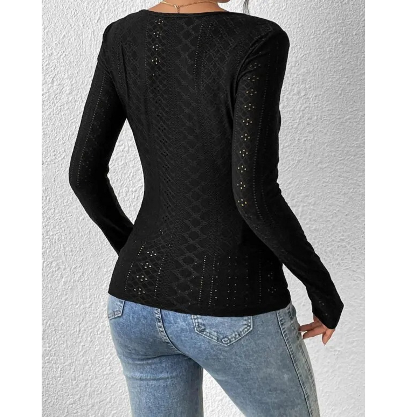 ivina | embroidered square neck top with long sleeves