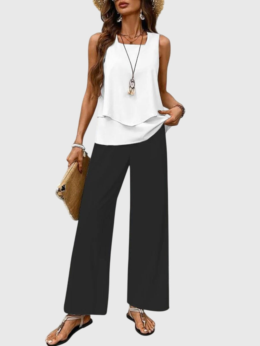 poppy | wide leg two-piece pants set black
