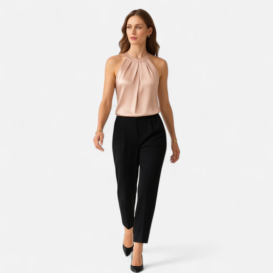 kimberly | pleated draped satin tank