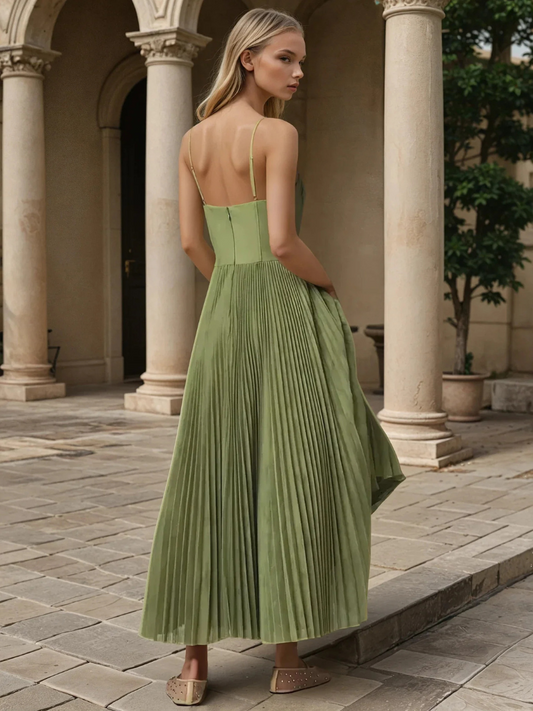 daisy | pleated sweetheart maxi dress