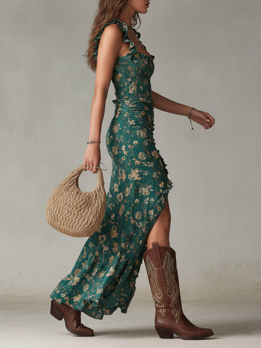 daisy | floral maxi dress with ruffle sleeves