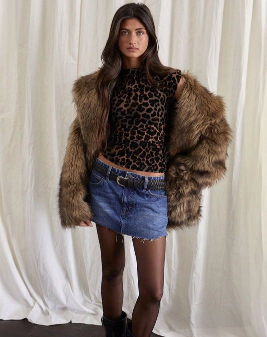 helvina | leopard mesh top with edgy elegance
