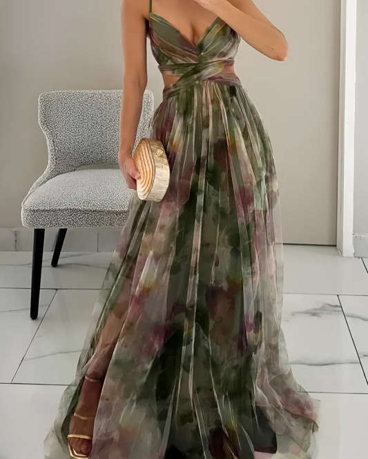 Beatrice | Elegant Floral Maxi Dress with Spaghetti Straps