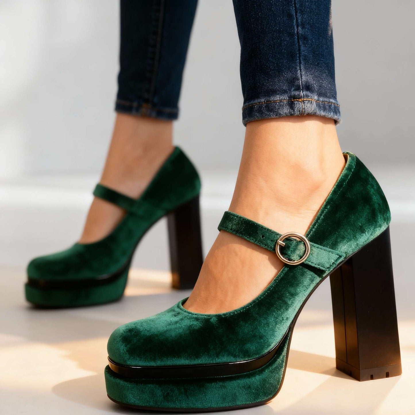 Women's Block Heel Shoes with Cushioned Insole