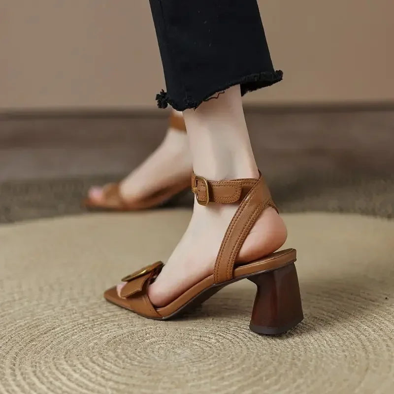 Women's Block Heeled Sandals with Adjustable Ankle Strap