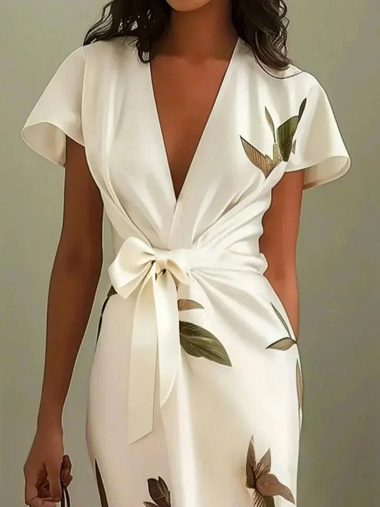 Women's Floral Wrap Dress with Flattering Silhouette