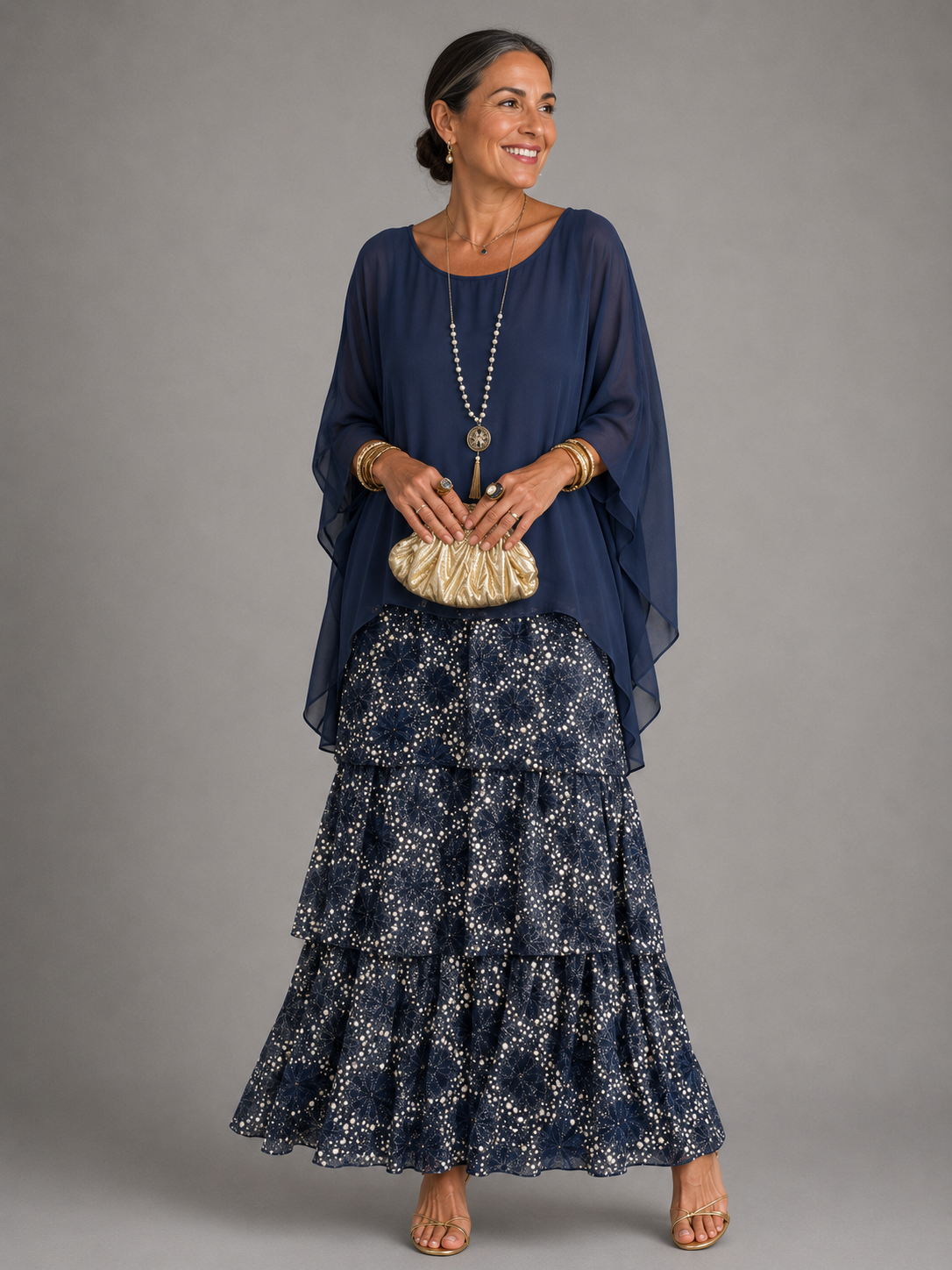 Women's Flowing Long Dress with Elegant Silhouette