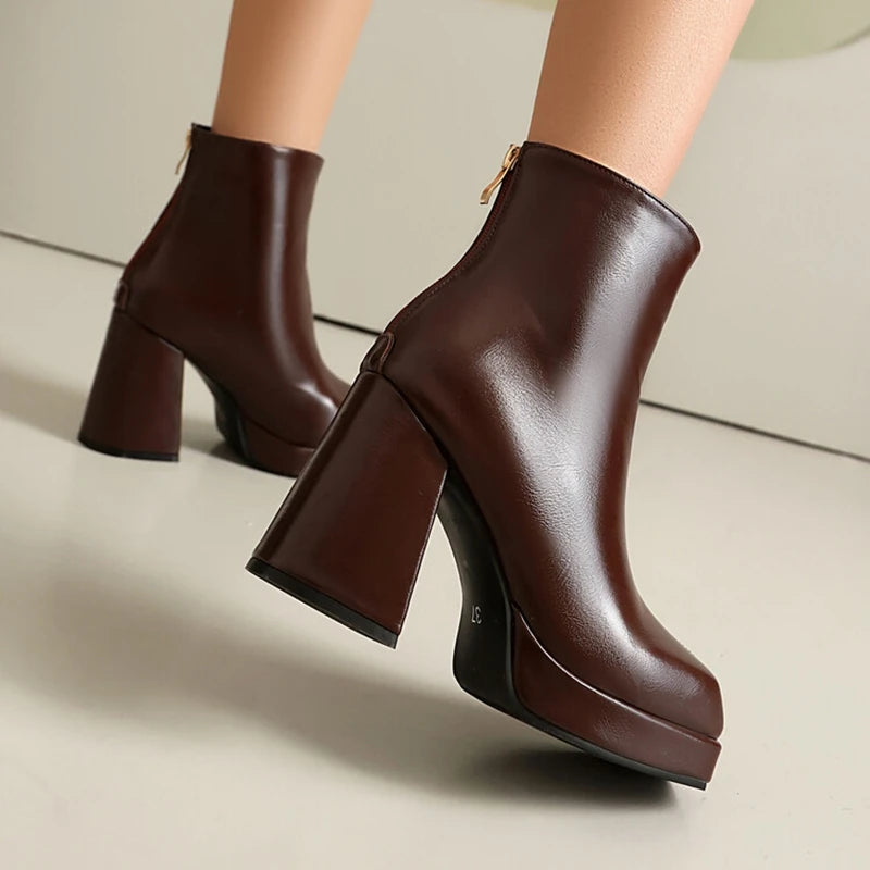 Women's High-Platform Ankle Boots with Block Heel