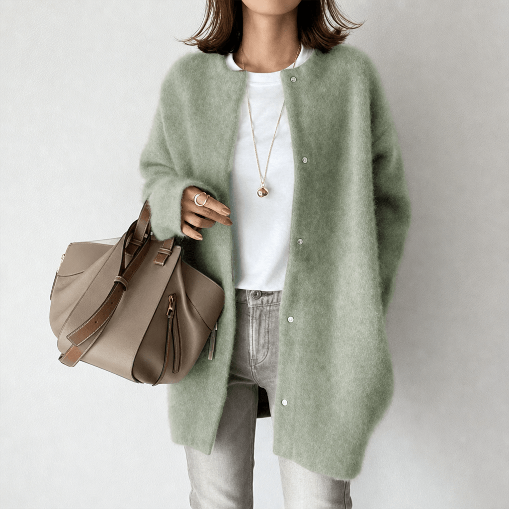 Women's Long Cardigan in Soft Knit with Button Front - Cosy Layering