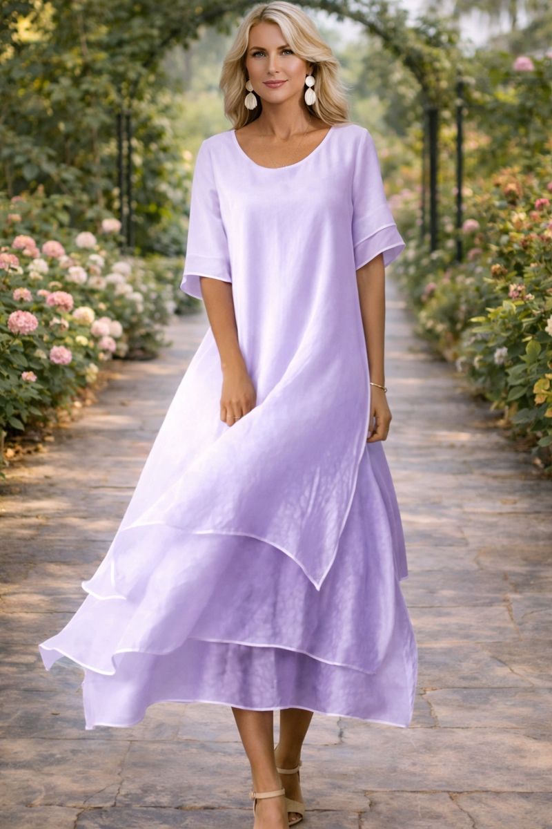 Women's Maxi Dress with Fluid Cut and Relaxed Fit