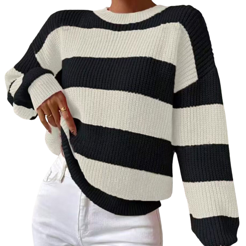 Women's Oversized Sweater with Classic Crew Neckline