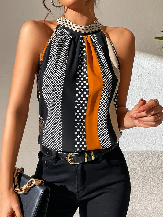 Women's Sleeveless Top with Tie-Dye Pattern