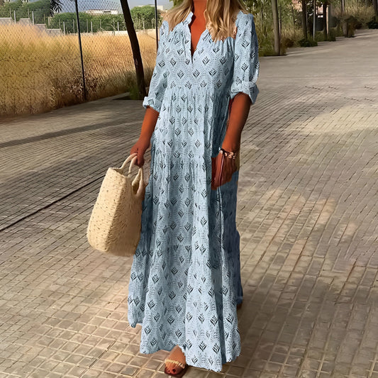 Women's Summer Dress with V-Neck and Timeless Silhouette