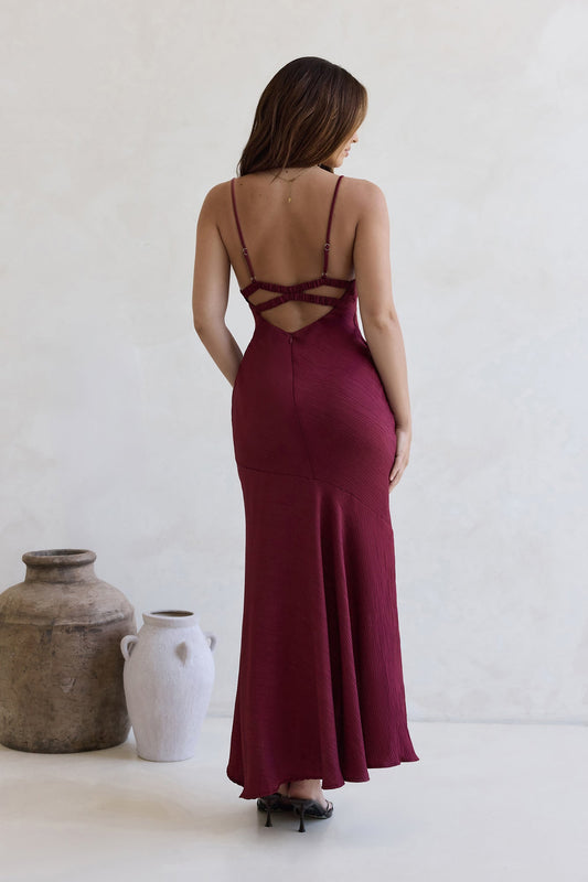 Women's V-Neck Maxi Dress with Asymmetrical Hem