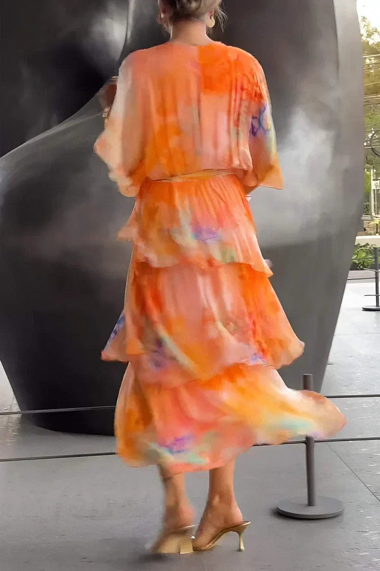 Women's Wrap Dress with Flowy Chiffon Detail