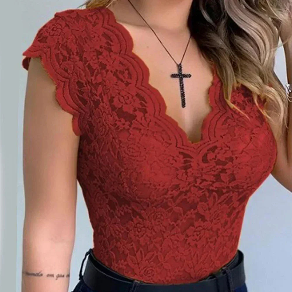 Celestine | Lace V-Neck Sleeveless Top
