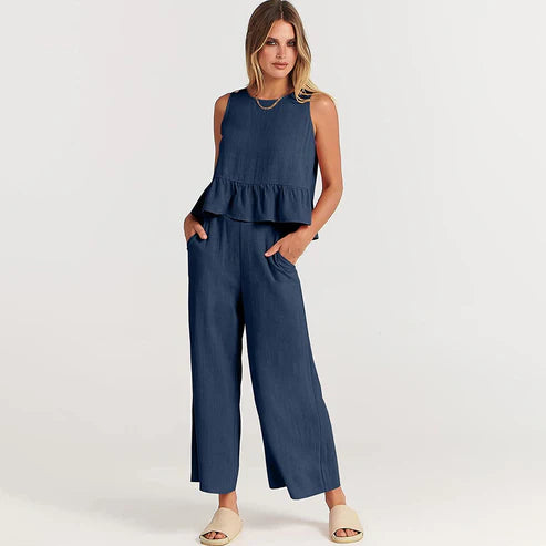 daisy | sleeveless two-piece set blue