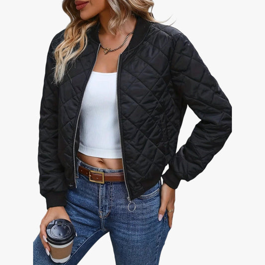 daisy | quilted plaid bomber jacket