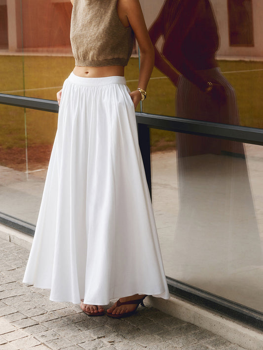 daisy | high waist pleated a-line maxi skirt