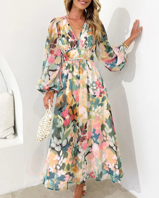 daisy | floral puff sleeve midi dress