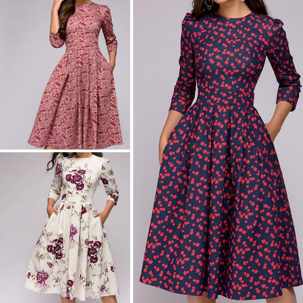 Rosie | Floral Midi Dress with Elegance