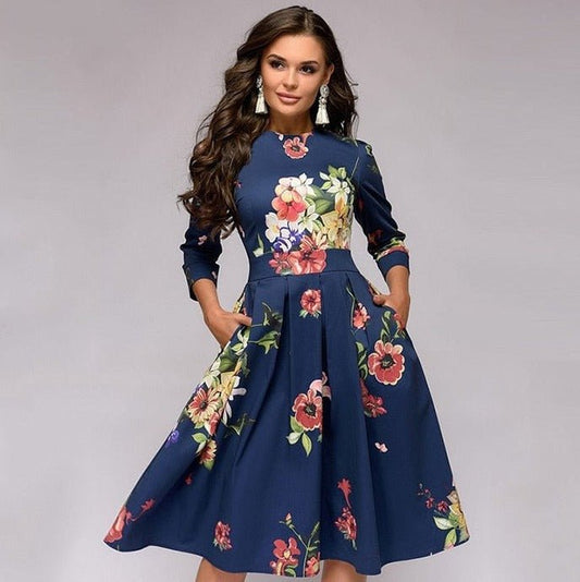 Rosie | Floral Midi Dress with Elegance