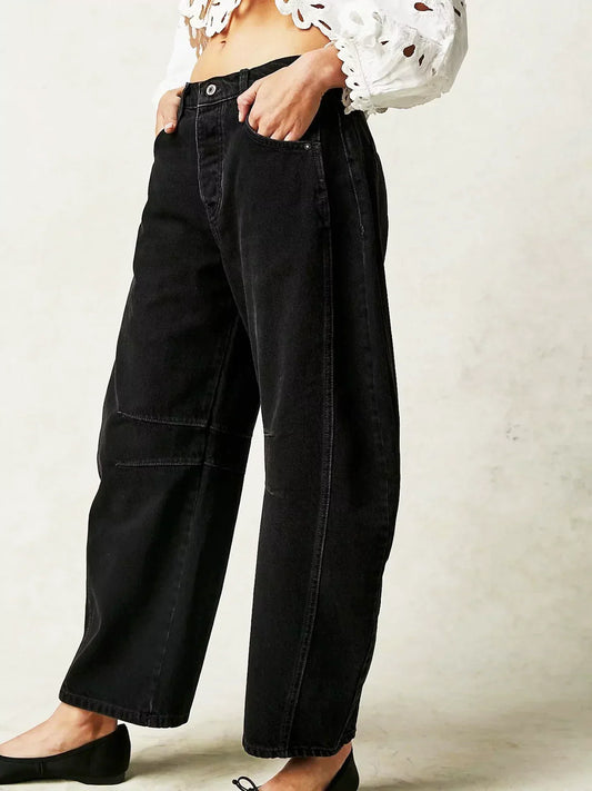 daisy | leopard print wide leg jeans black