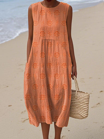 natalie | textured sleeveless midi dress orange