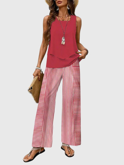 poppy | wide leg two-piece pants set red