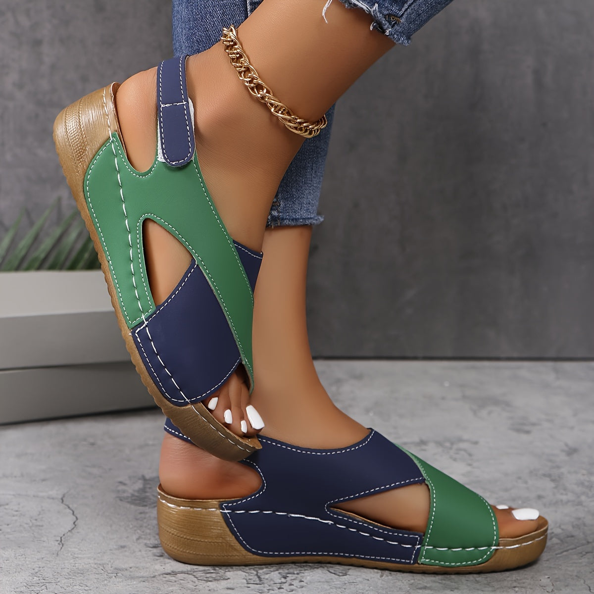 daisy | color block flat sandal
