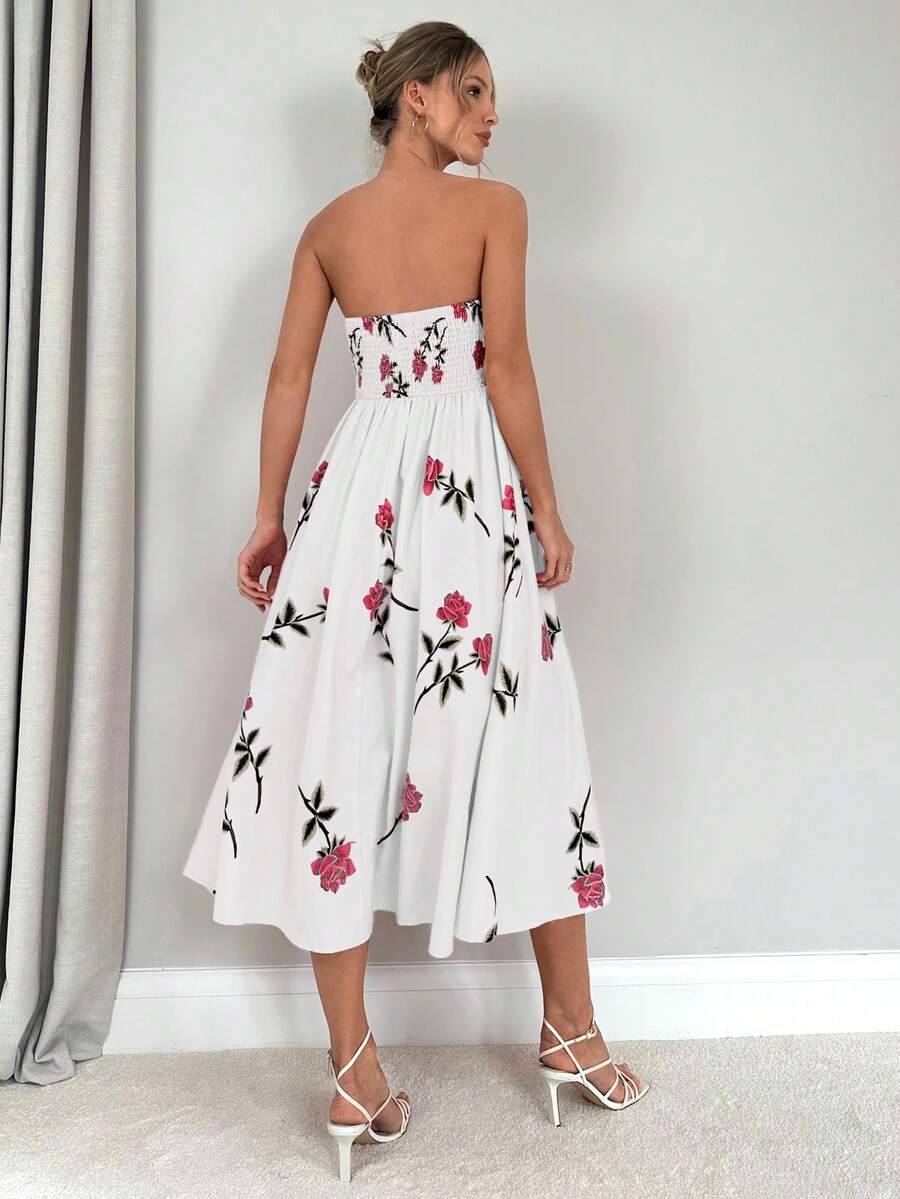 daisy | floral smocked strapless maxi dress