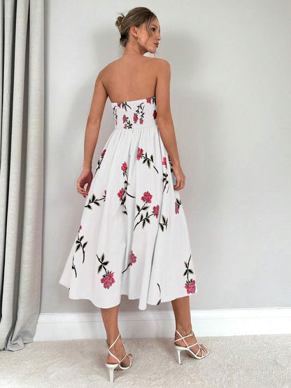 daisy | floral smocked strapless maxi dress