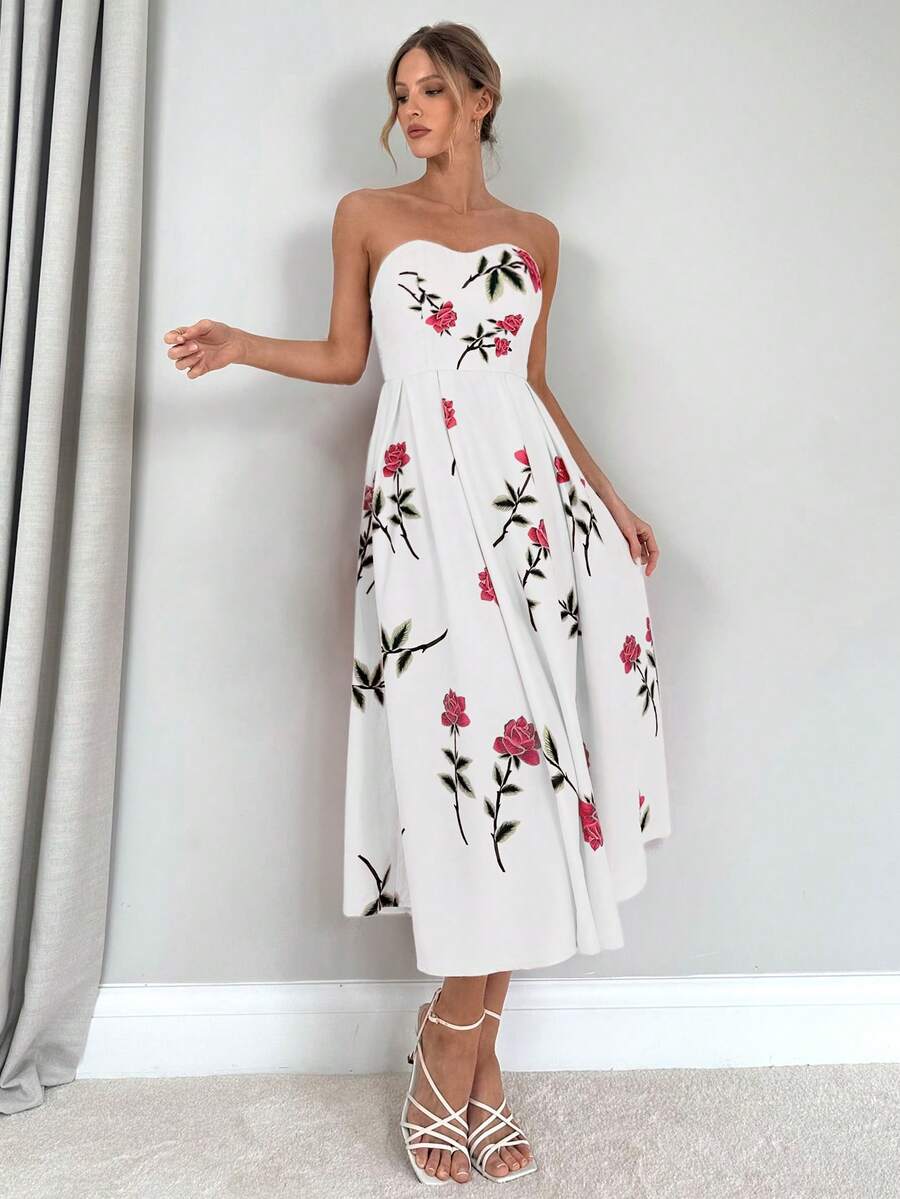 daisy | floral smocked strapless maxi dress