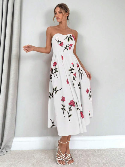 daisy | floral smocked strapless maxi dress