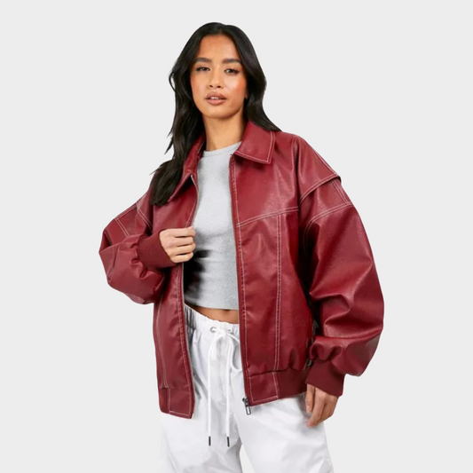 daisy | oversized bomber jacket with contrast stitching