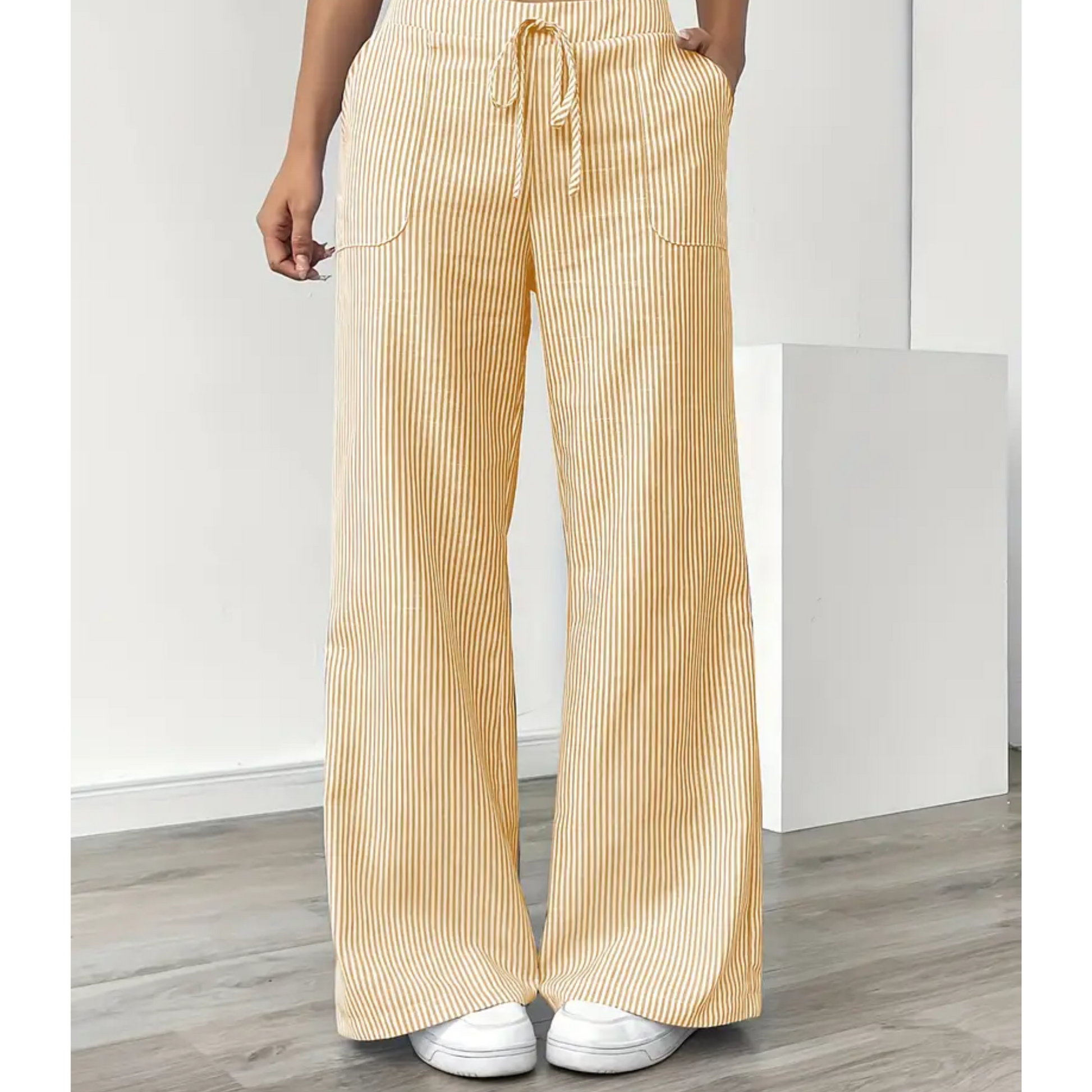 daisy | striped relaxed pant with pockets yellow