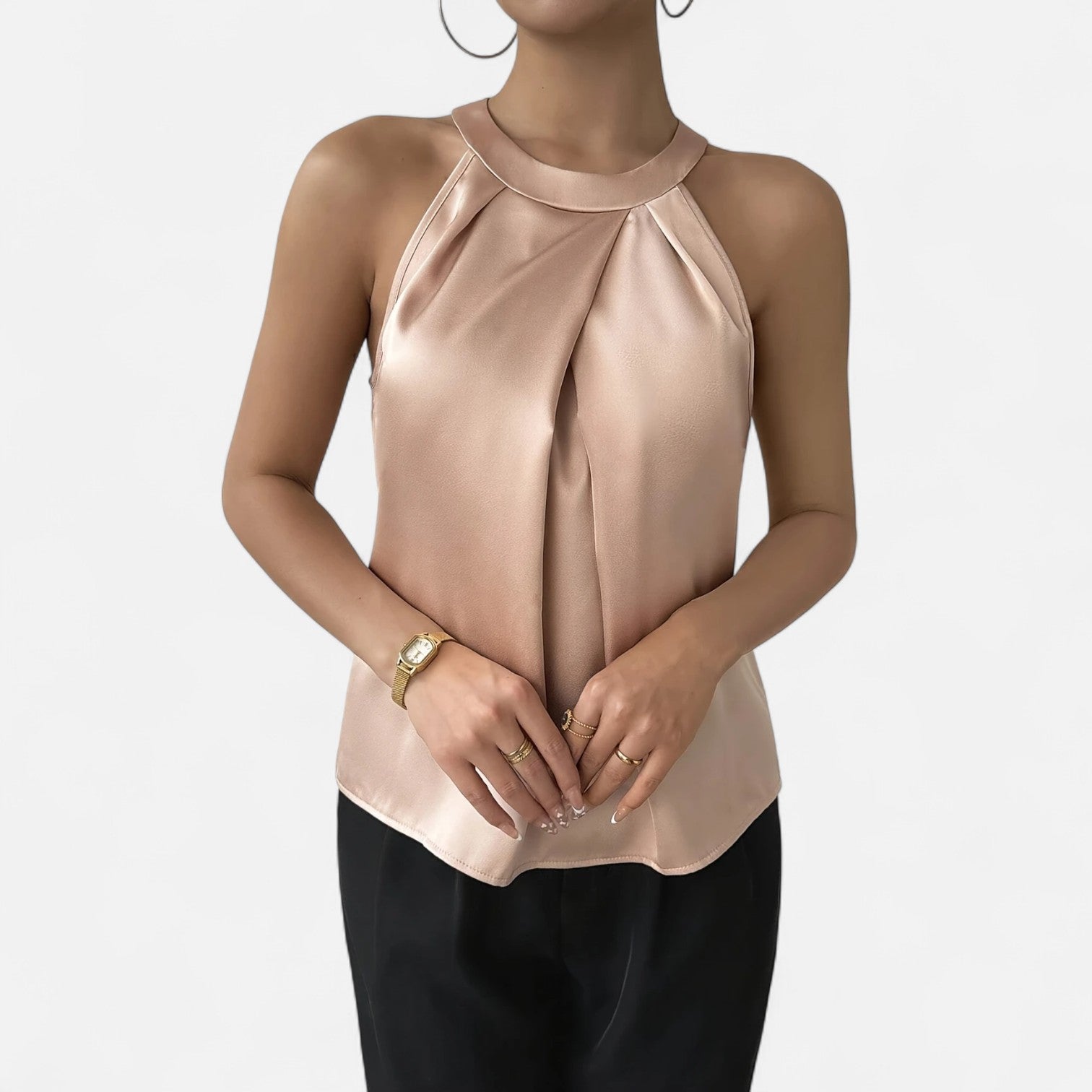 kimberly | pleated draped satin tank