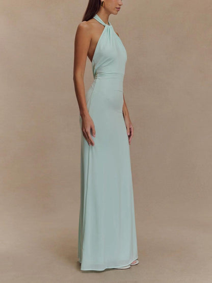 daisy | halter maxi dress with ruched detail