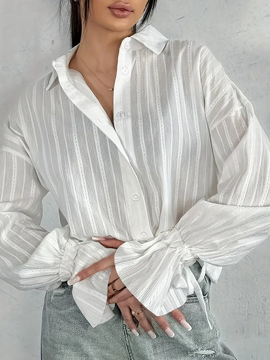 giorna | refined textured blouse with lace details white