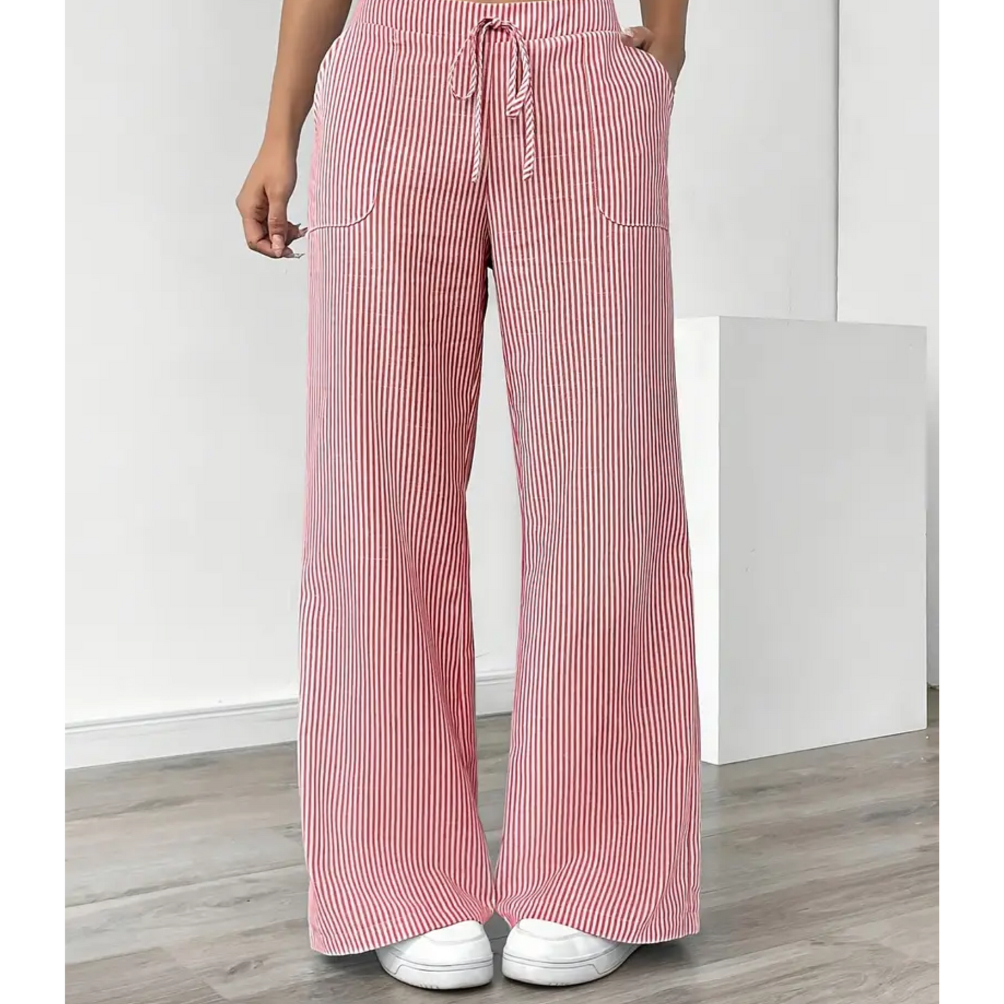 daisy | striped relaxed pant with pockets pink