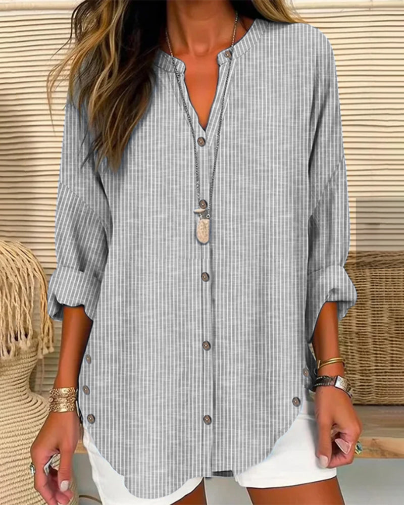 Ayla | Relaxed Striped Button Blouse