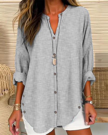 Ayla | Relaxed Striped Button Blouse