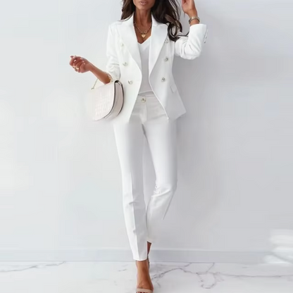 daisy | double-breasted blazer & trouser set white