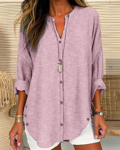 Ayla | Relaxed Striped Button Blouse