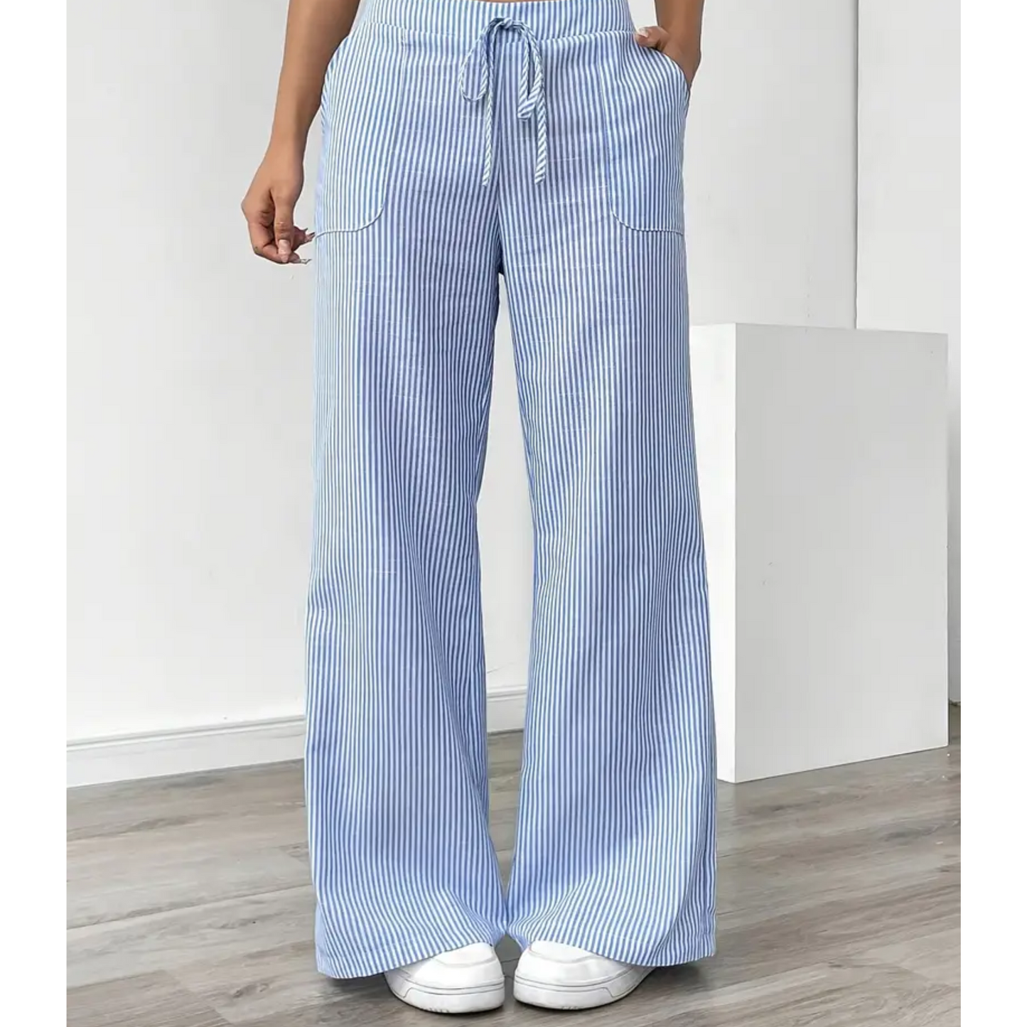 daisy | striped relaxed pant with pockets blue