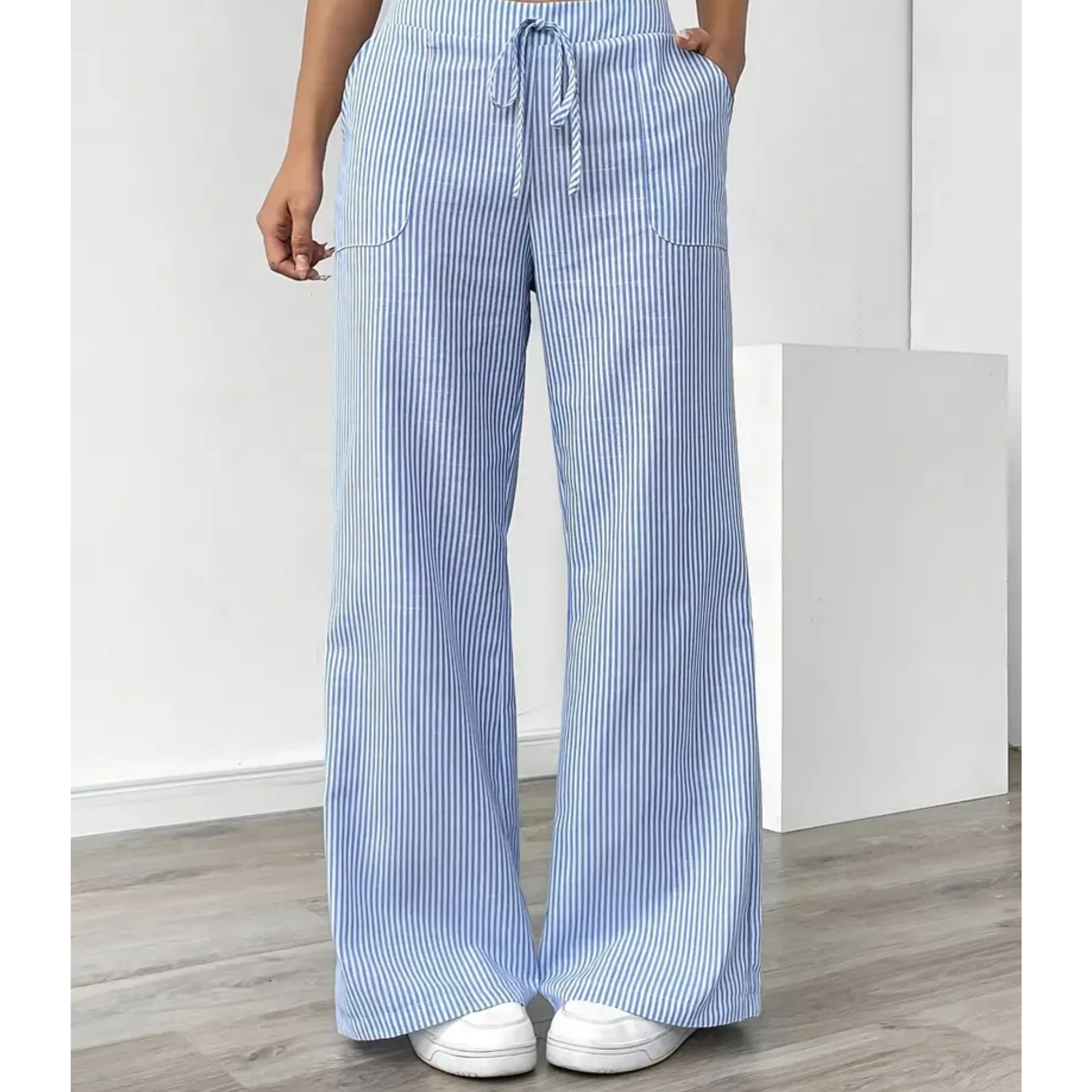 daisy | striped relaxed pant with pockets blue