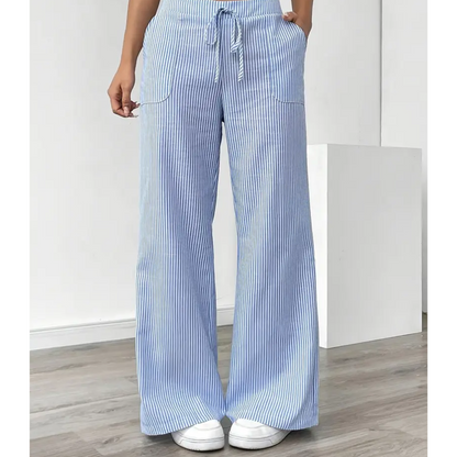 daisy | striped relaxed pant with pockets blue