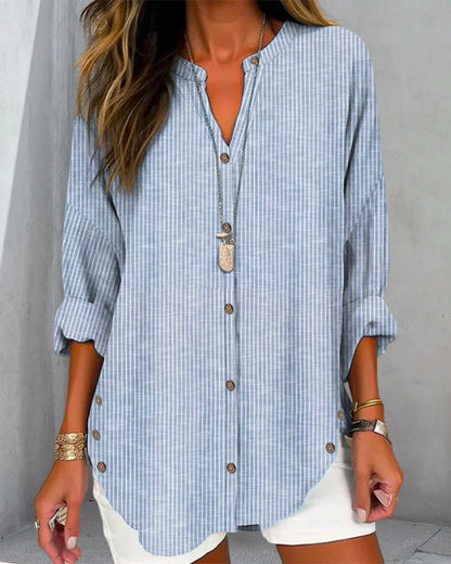 Ayla | Relaxed Striped Button Blouse