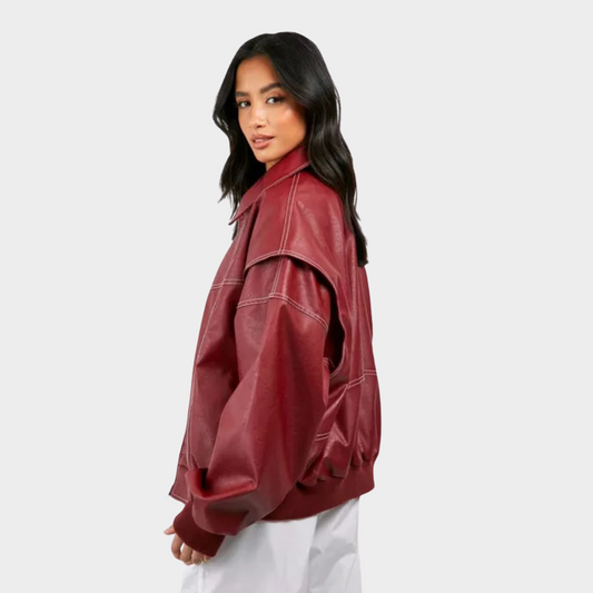 daisy | oversized bomber jacket with contrast stitching